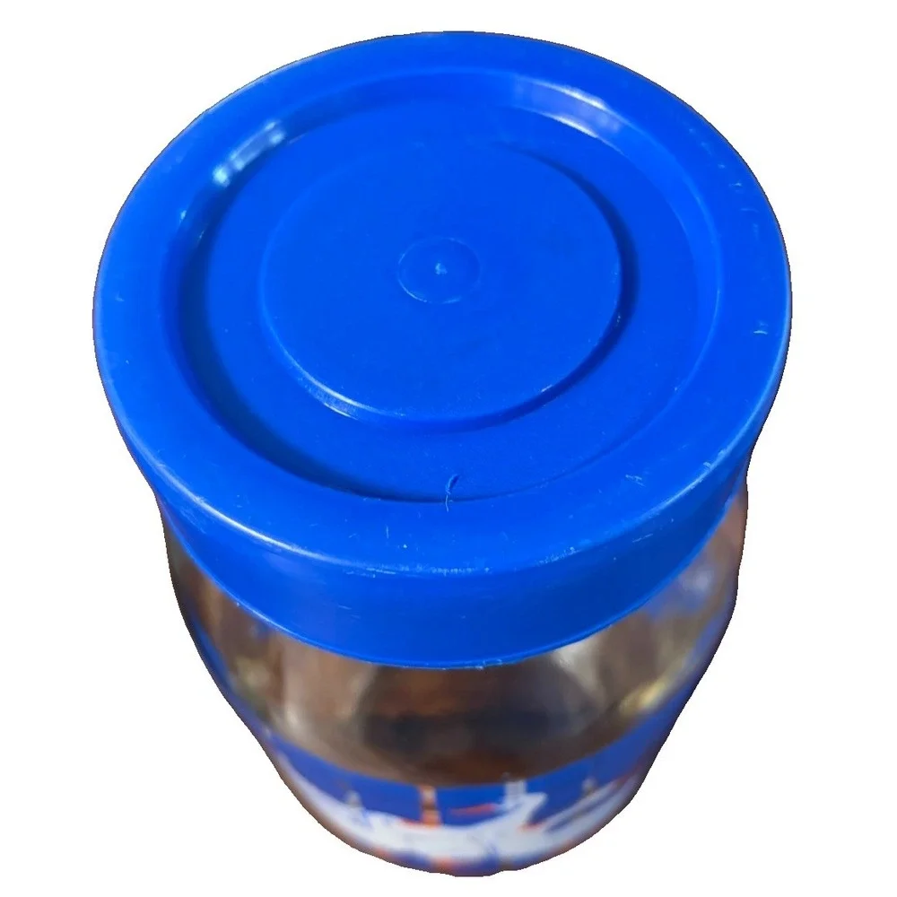 Vintage 1982 Carlton Glass 1.5L Geese Canister Blue Checkered Jar w Lid USA